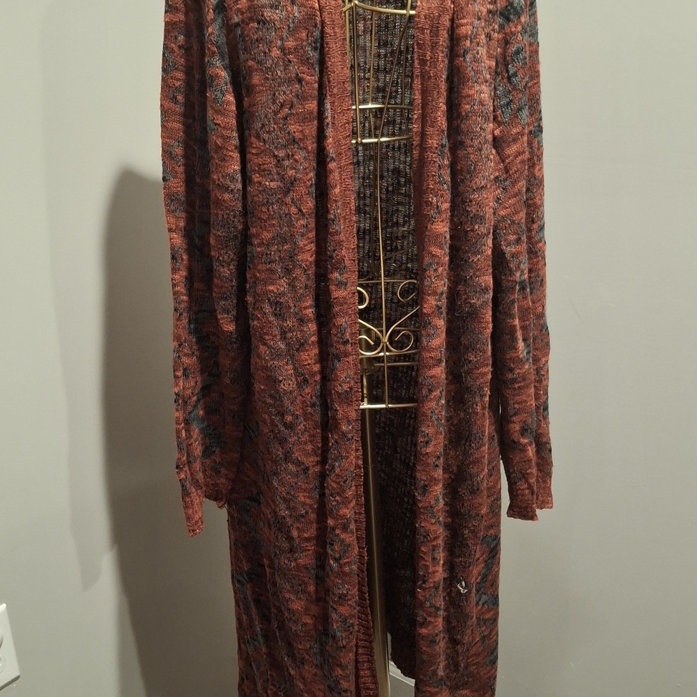 Cato Women's Rust and Charcoal Cardigan